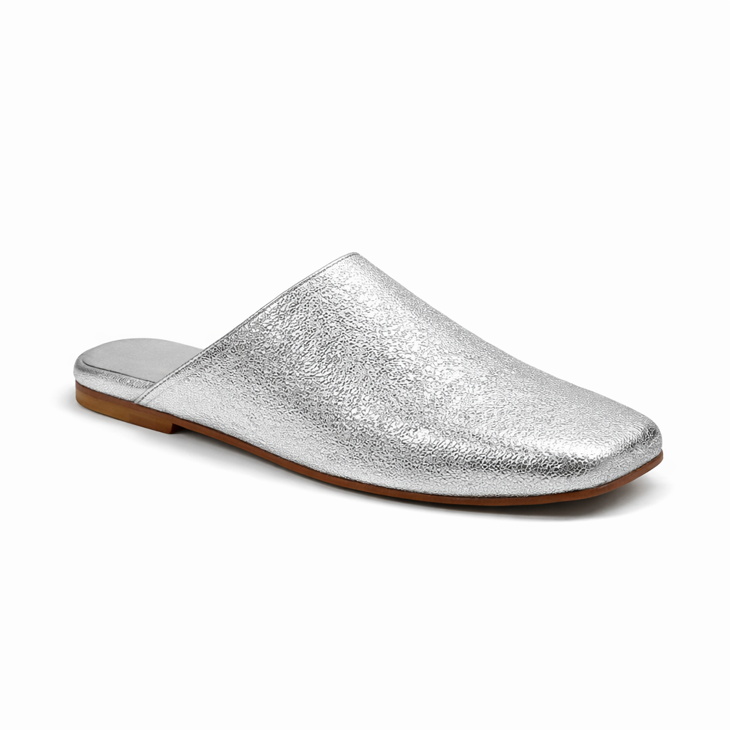Mule Ayla - Cuir argent Platine