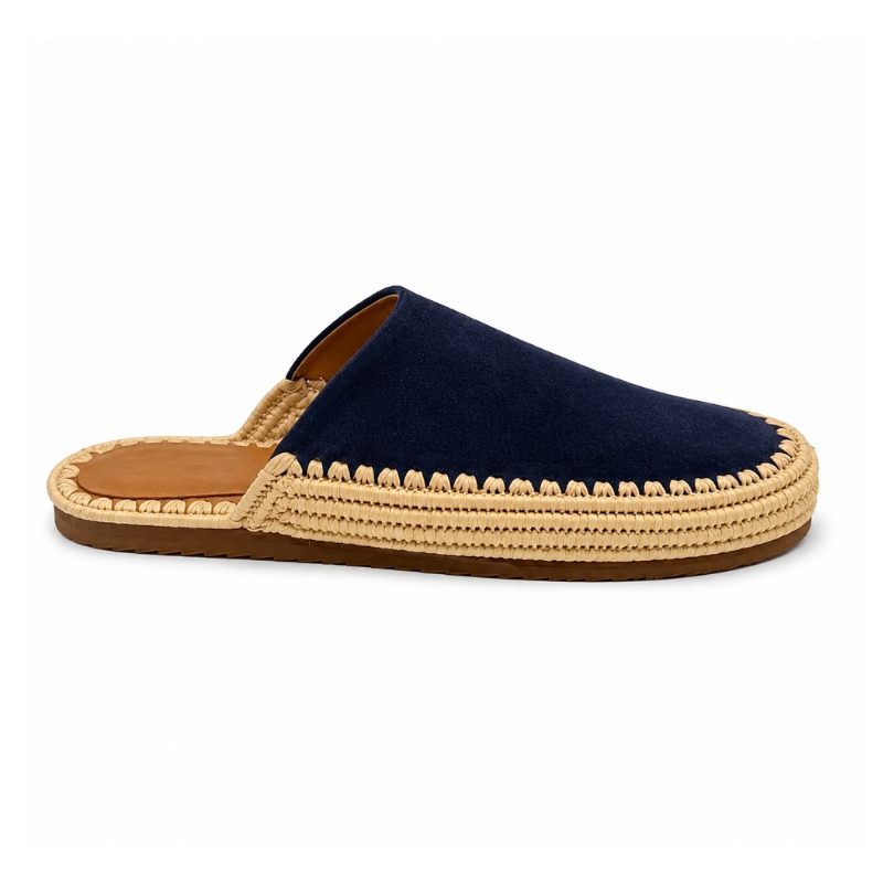 Mule Sablea - Cuir suède Bleu