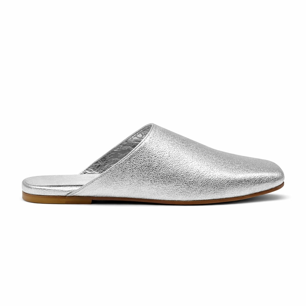 Mule Ayla - Cuir argent Platine