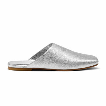 Mule Ayla - Cuir argent Platine