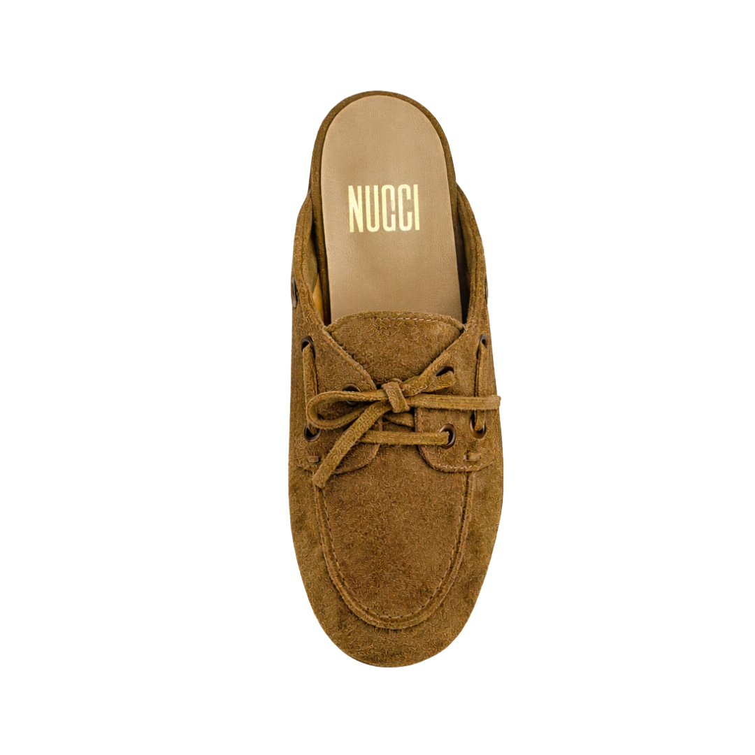 Mule Ibiza - Cuir daim Camel