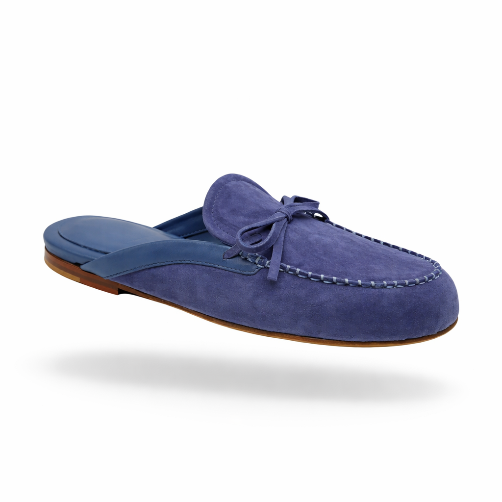 Mule imperiale - Cuir daim Blu notte