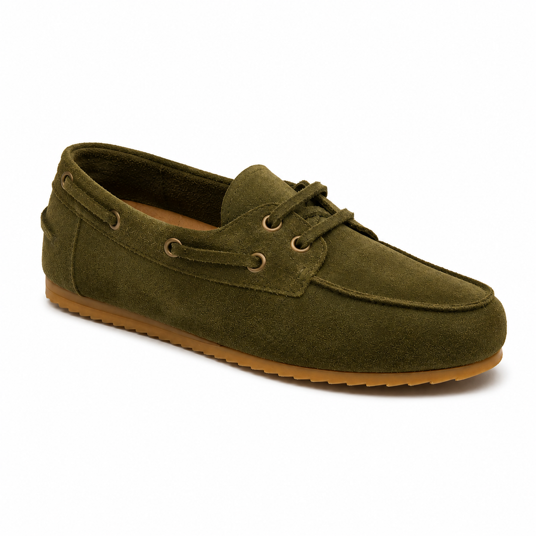 Bateau Femme - Cuir daim kaki