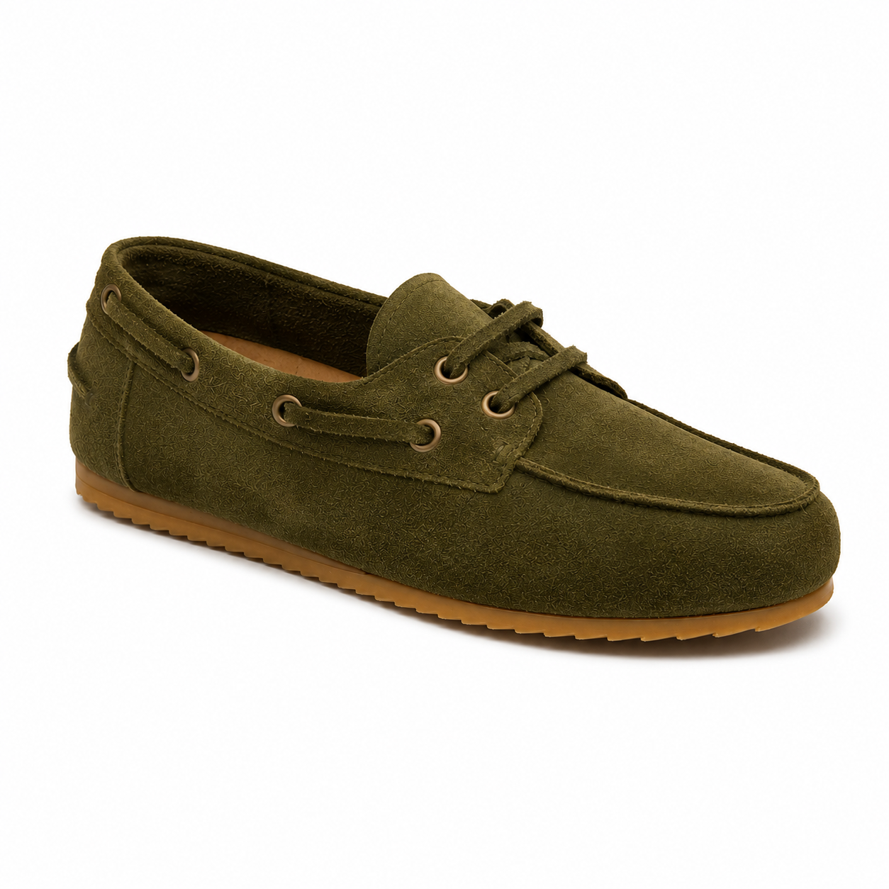 Bateau Femme - Cuir daim kaki