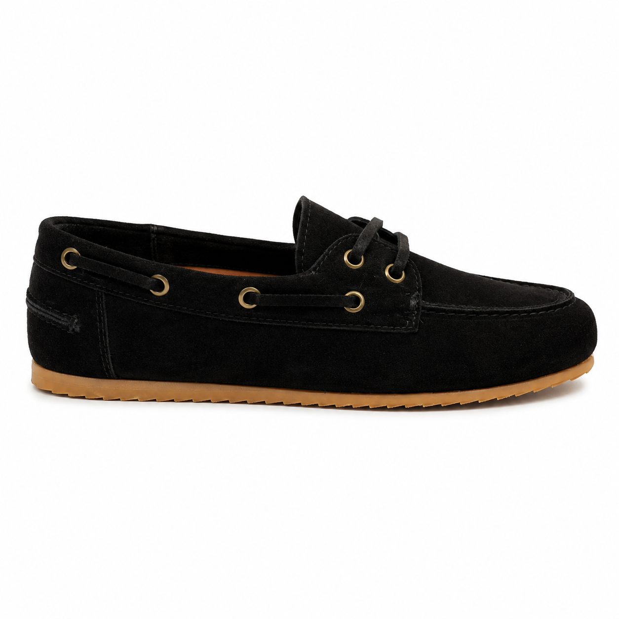 Bateau Femme - Cuir daim Noir