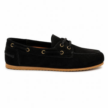 Bateau Femme - Cuir daim Noir