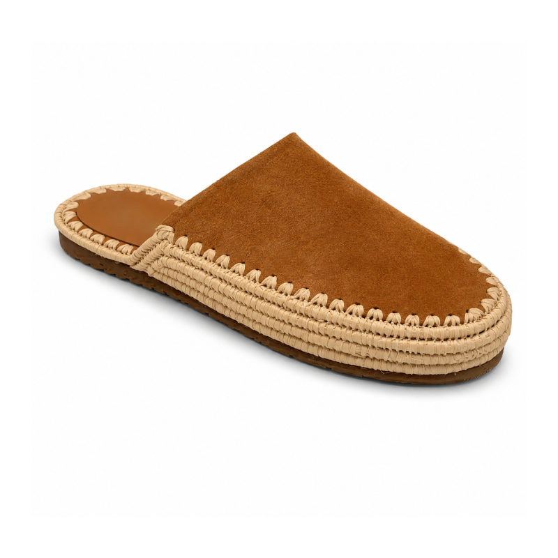 Mule Sablea - Cuir suède camel