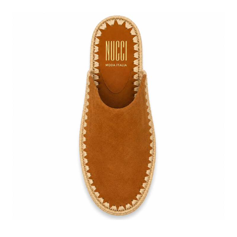 Mule Sablea - Cuir suède camel