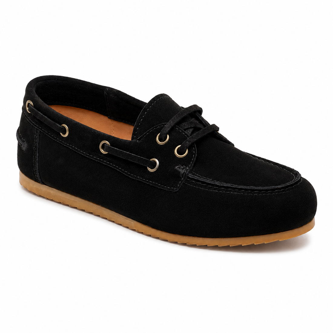 Bateau Femme - Cuir daim Noir