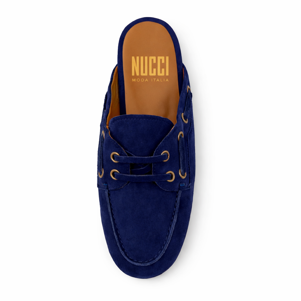 Mule Ibiza Femme - Cuir daim Bleu