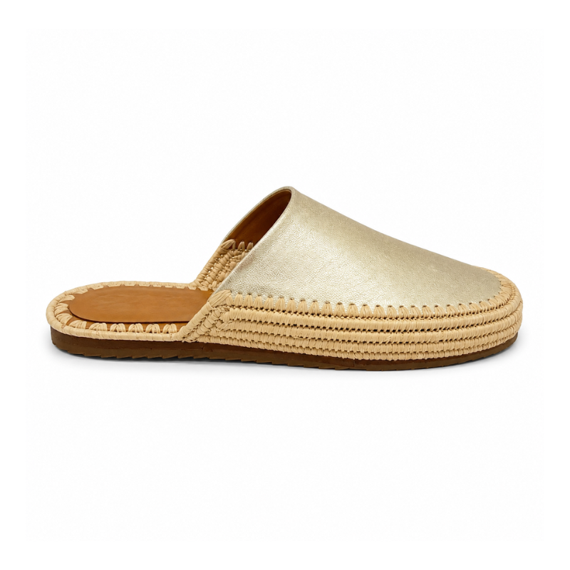 Mule Sablea - Cuir Or Champagne