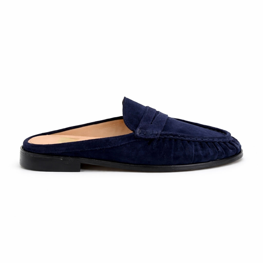 Mule Laurent Femme - Cuir Daim Bleu