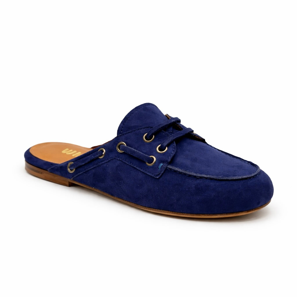 Mule Ibiza Femme - Cuir daim Bleu