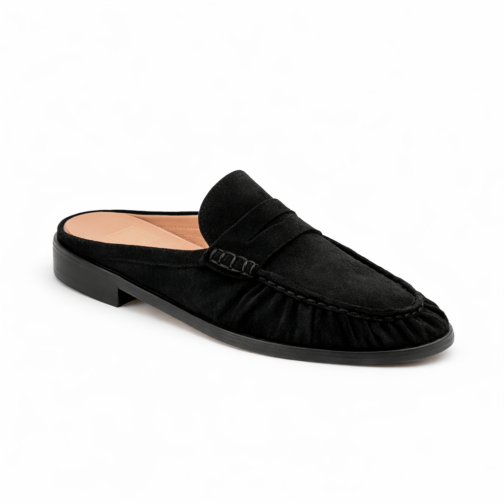 Mule Laurent Femme - Cuir Daim Noir