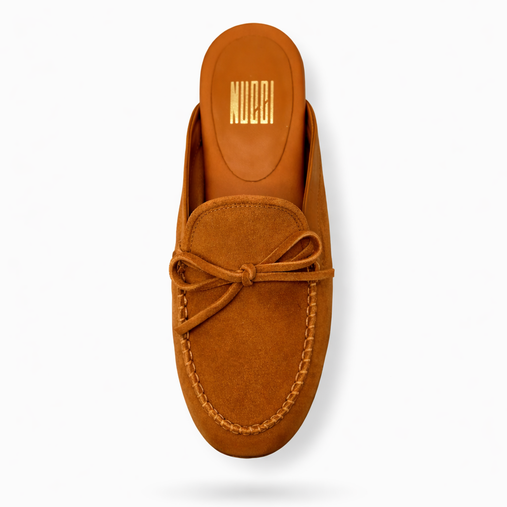 Mule imperiale - Cuir daim Camel Dorato