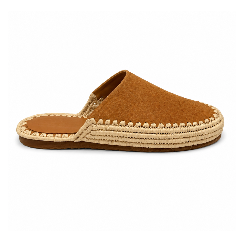 Mule Sablea - Cuir suède camel
