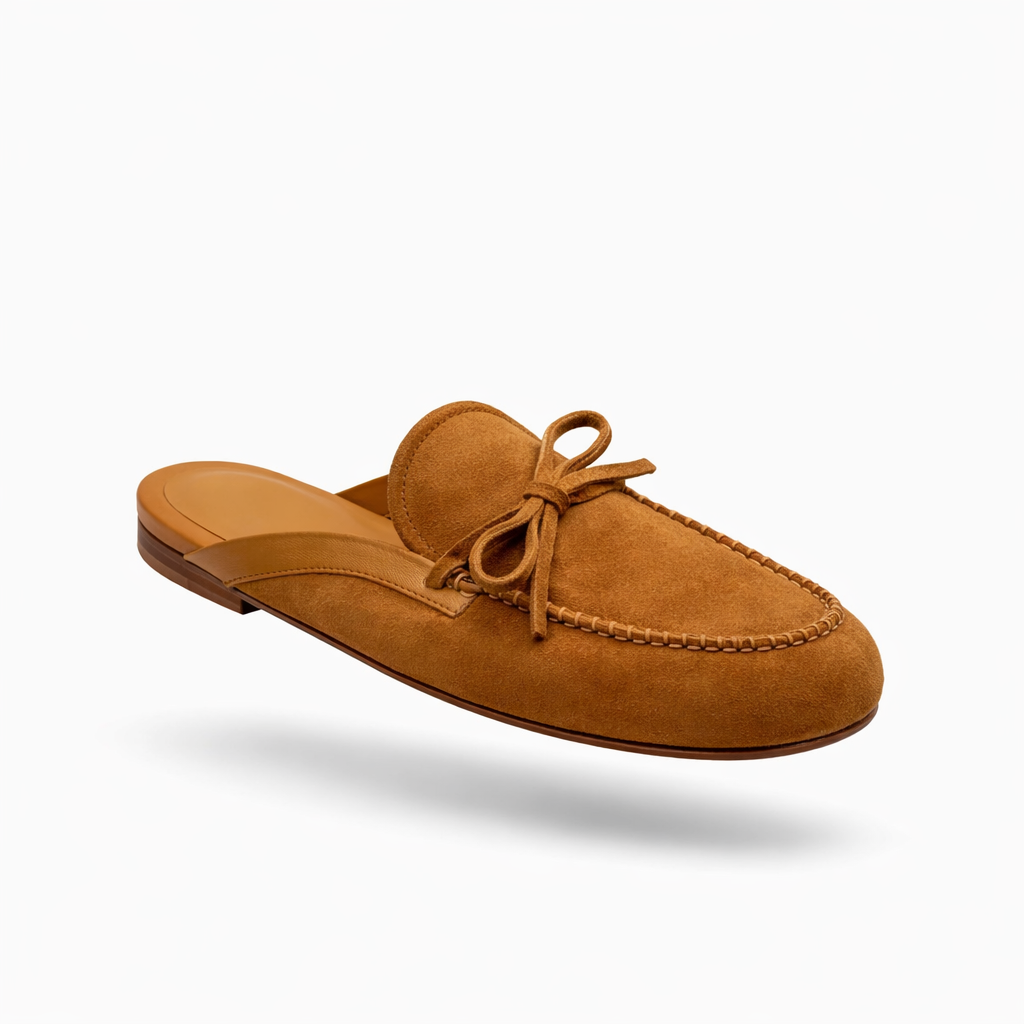 Mule imperiale - Cuir daim Camel Dorato