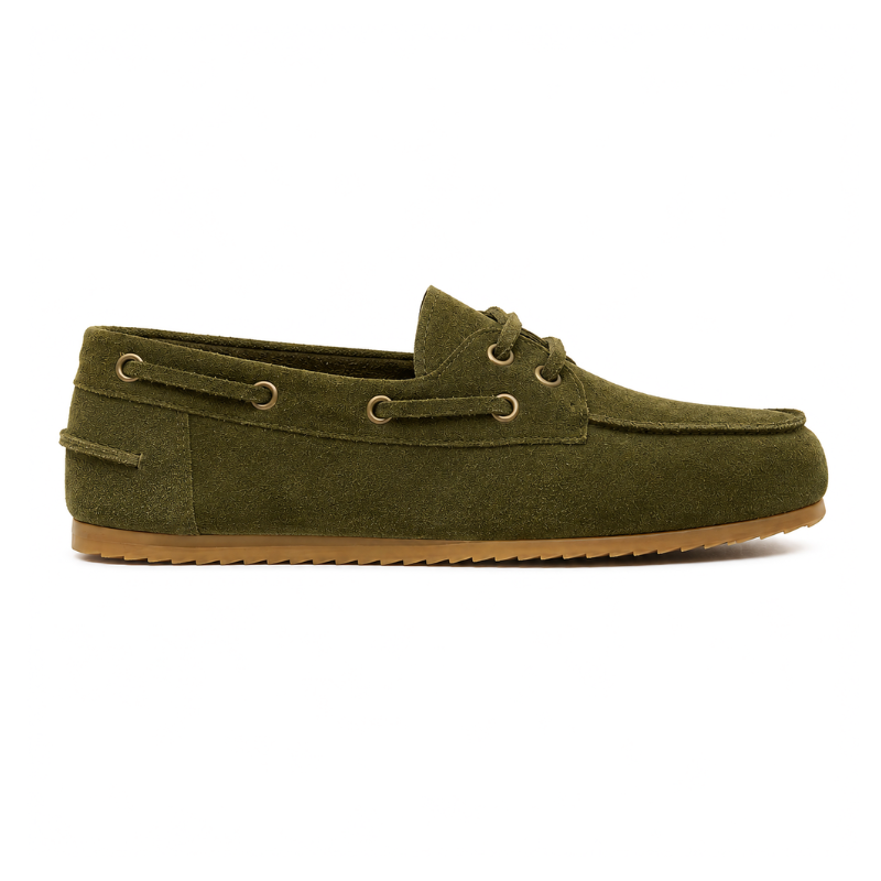 Bateau Femme - Cuir daim kaki