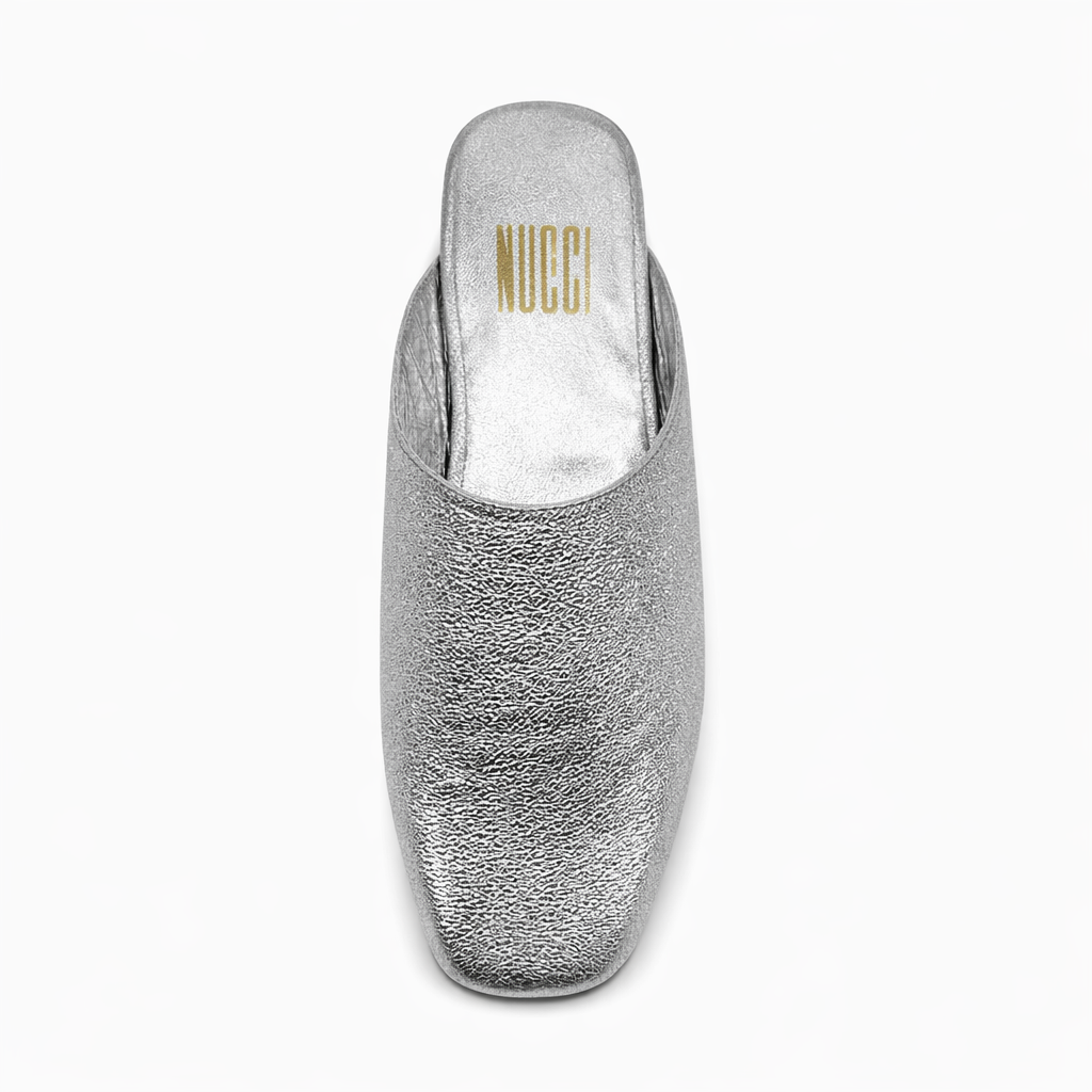 Mule Ayla - Cuir argent Platine