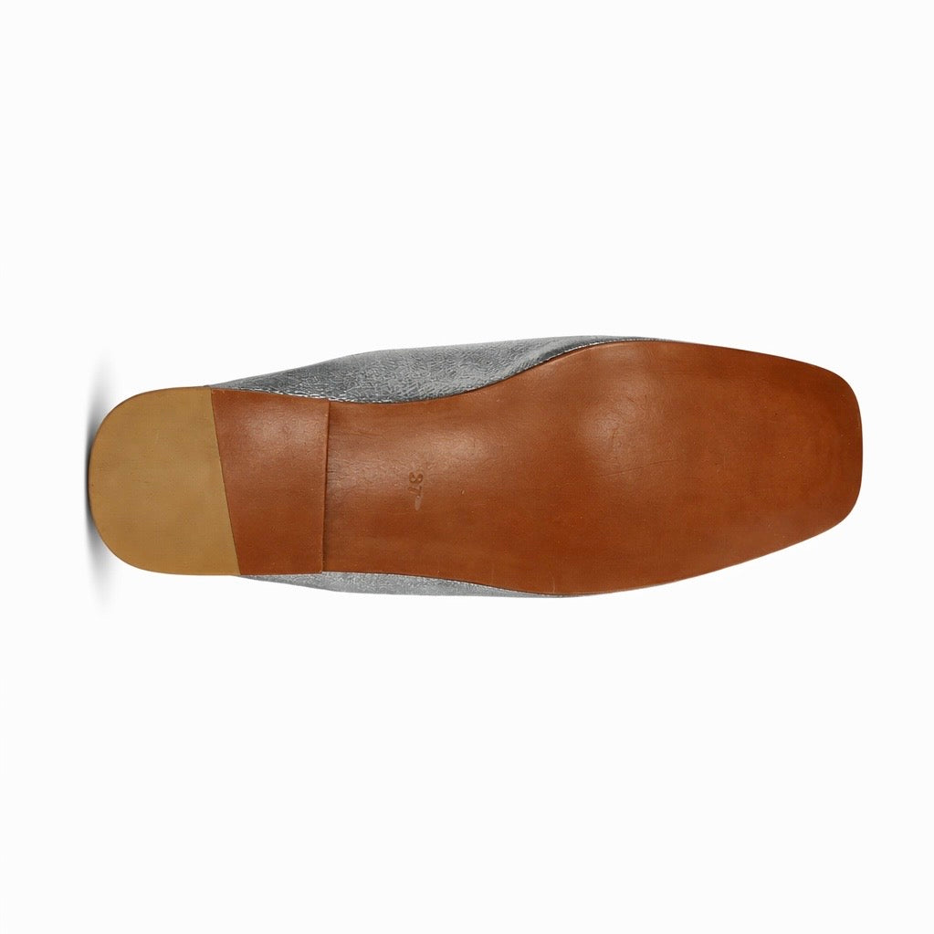 Mule Ayla - Cuir argent Platine