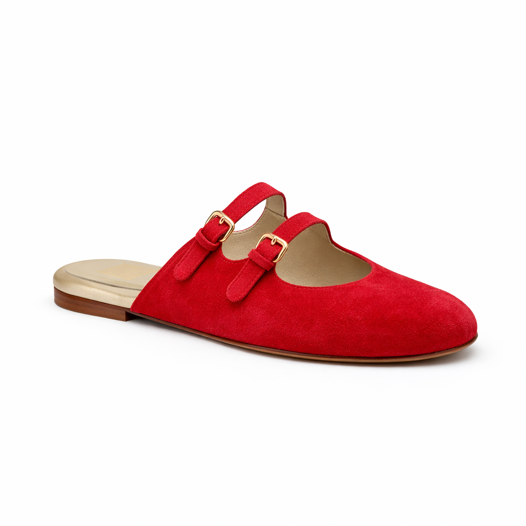 Mule Milano - Cuir Suède Rouge