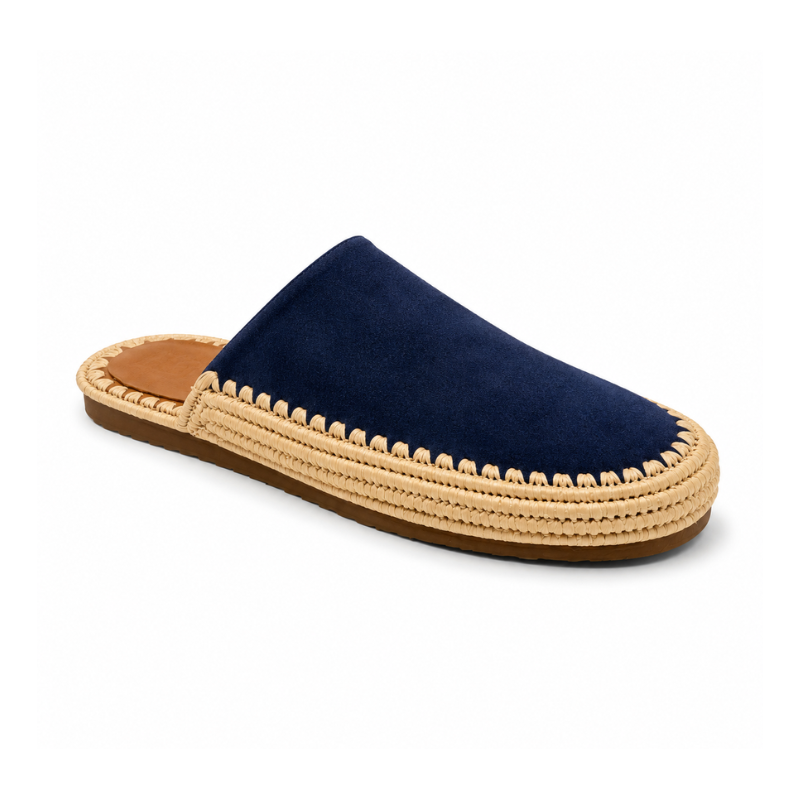 Mule Sablea - Cuir suède Bleu