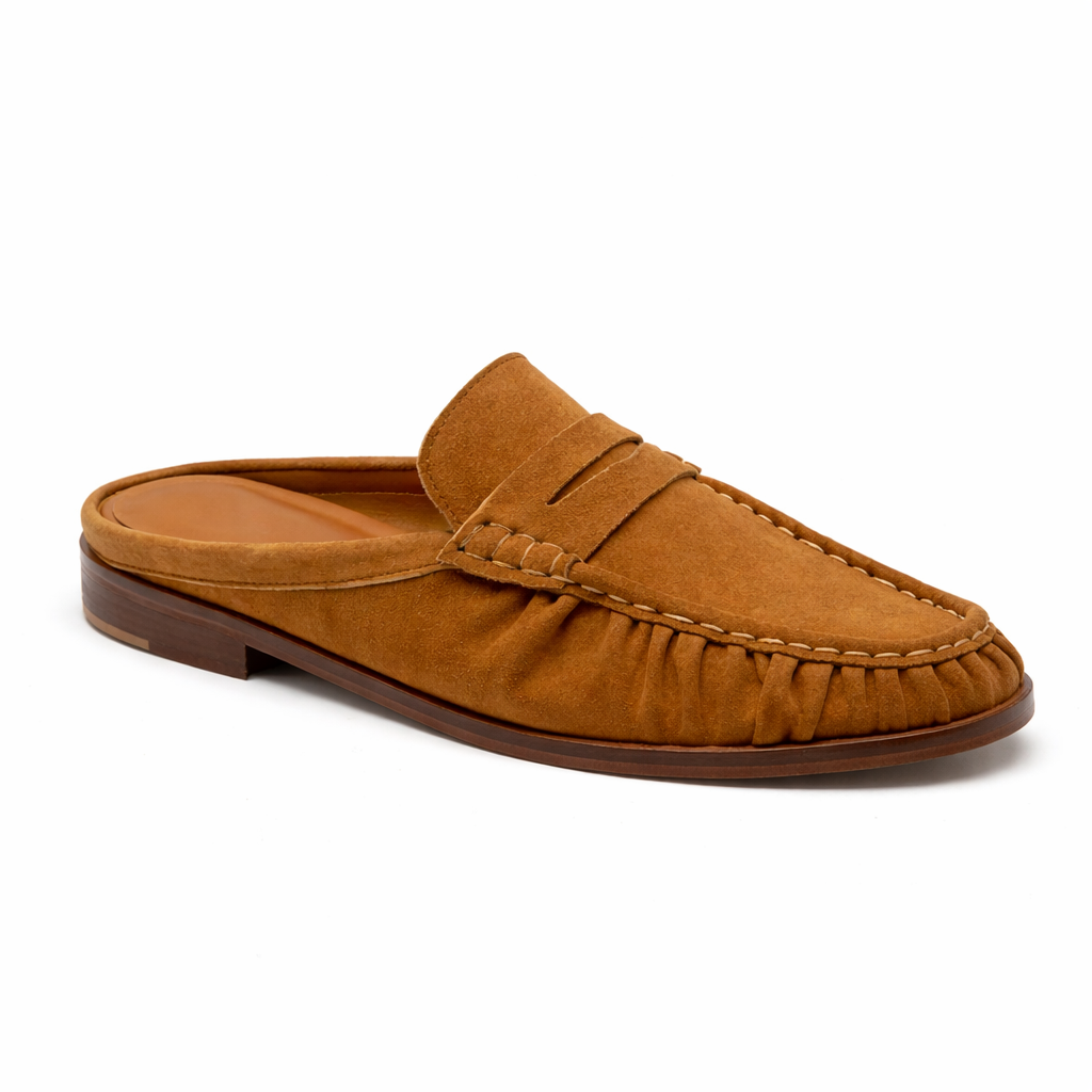 Mule Laurent Femme - Cuir Daim Camel