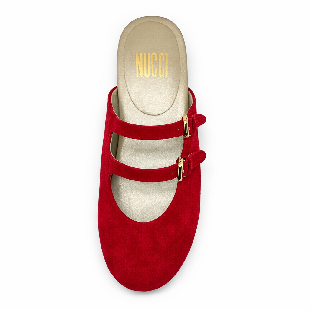 Mule Milano - Cuir Suède Rouge