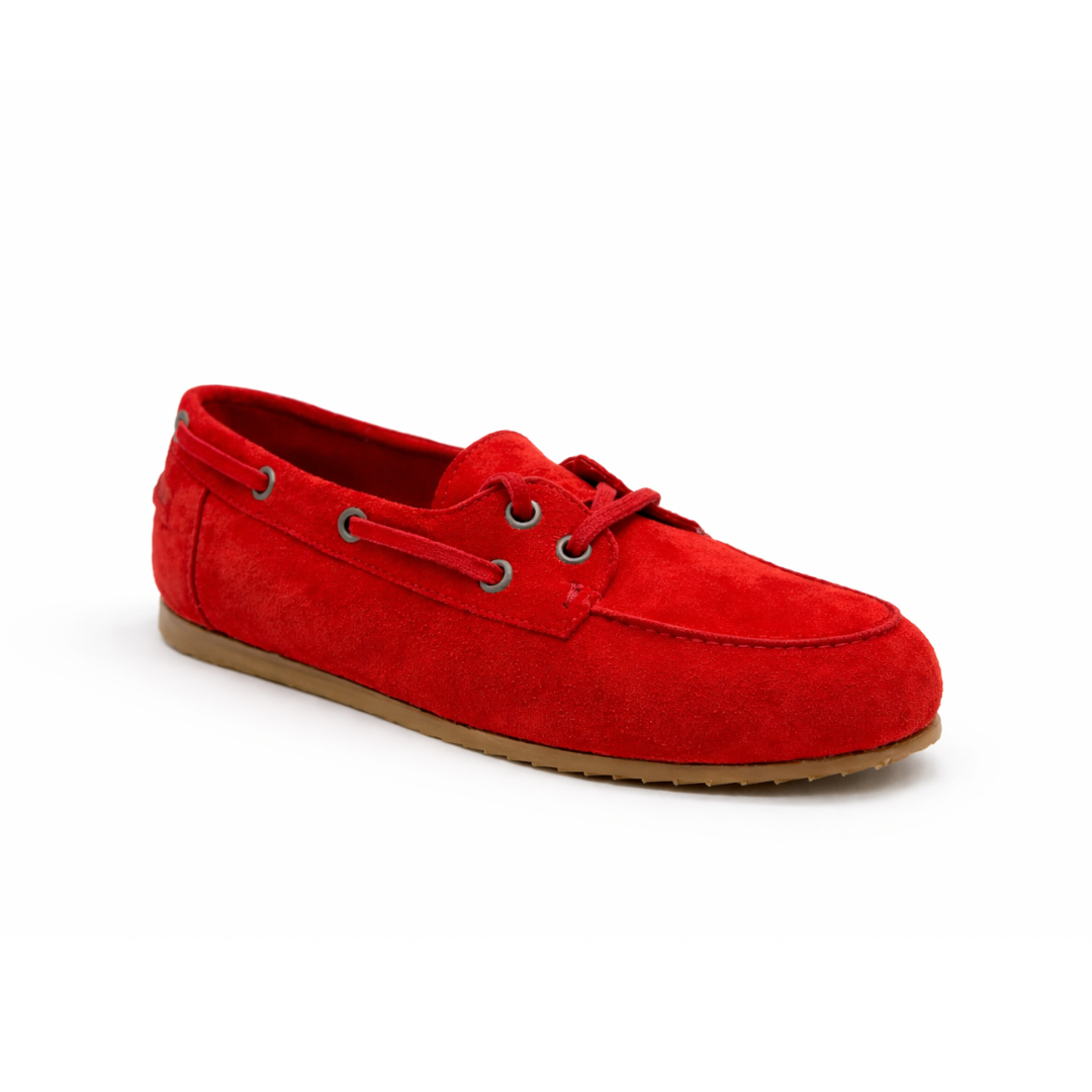 Bateau - Cuir daim Rouge