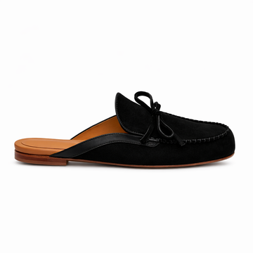 Mule imperiale - Cuir daim Noir élégance