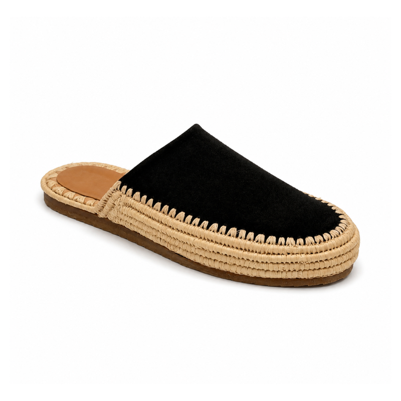 Mule Sablea - Cuir suède Noir