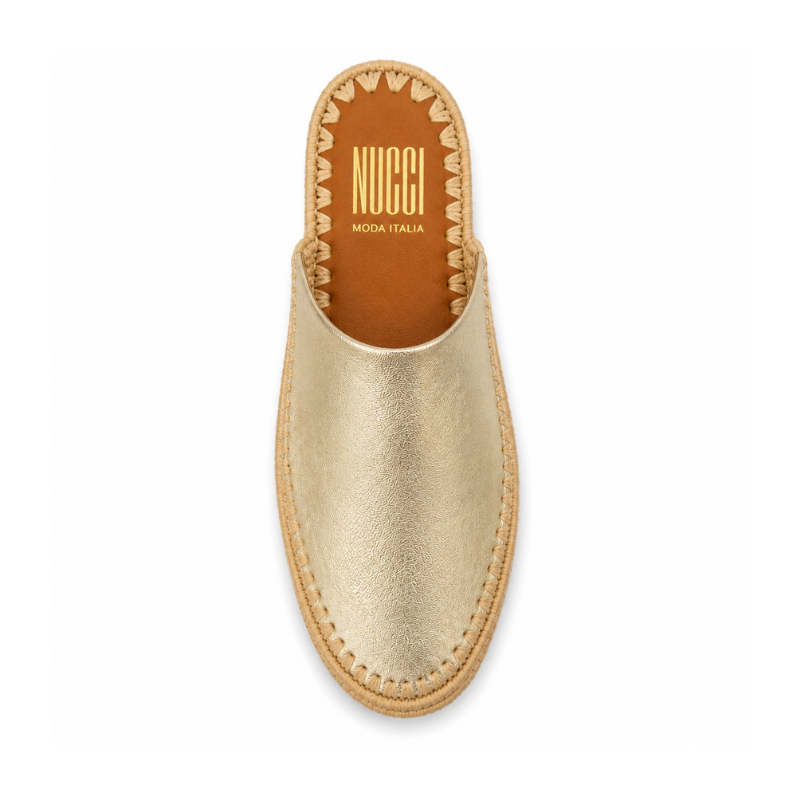 Mule Sablea - Cuir Or Champagne