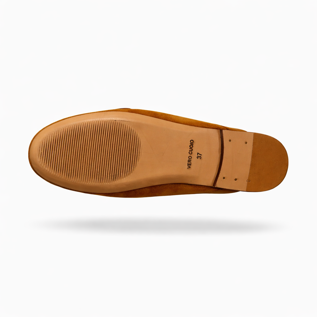 Mule imperiale - Cuir daim Camel Dorato