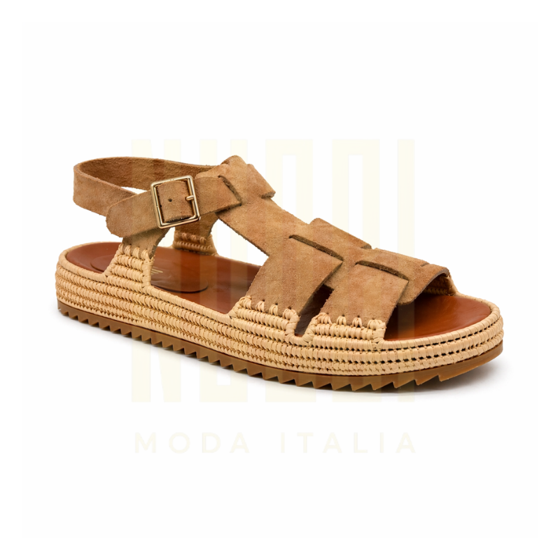 Sandale TERRA Femme - Cuir suède Camel