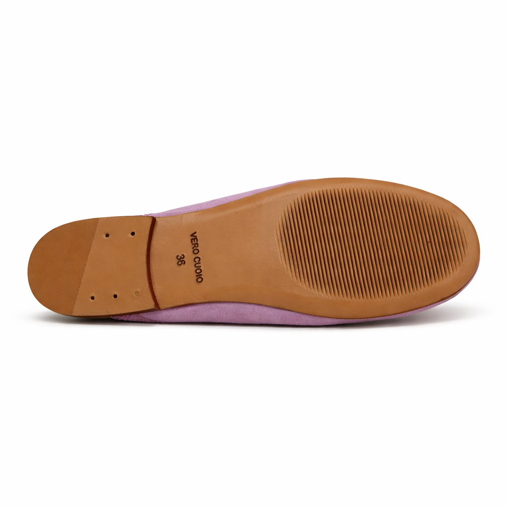 Mule imperiale Femme - Cuir croco & daim Rose lavanda