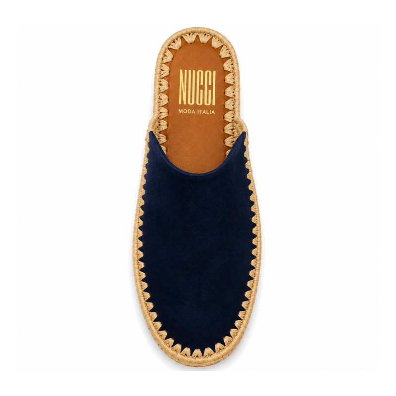 Mule Sablea - Cuir suède Bleu