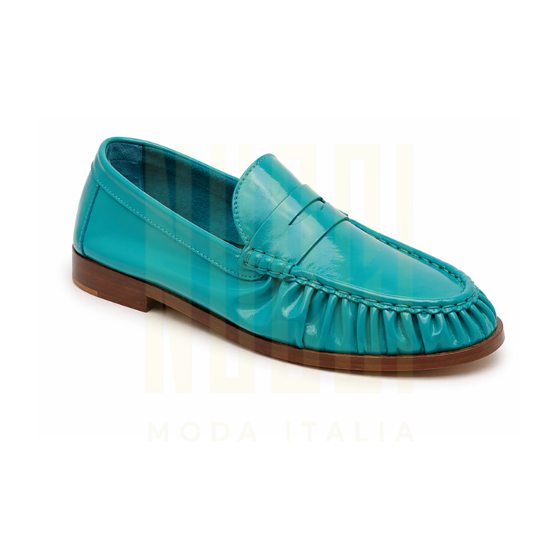 Laurent Femme - Cuir verni Turquoise