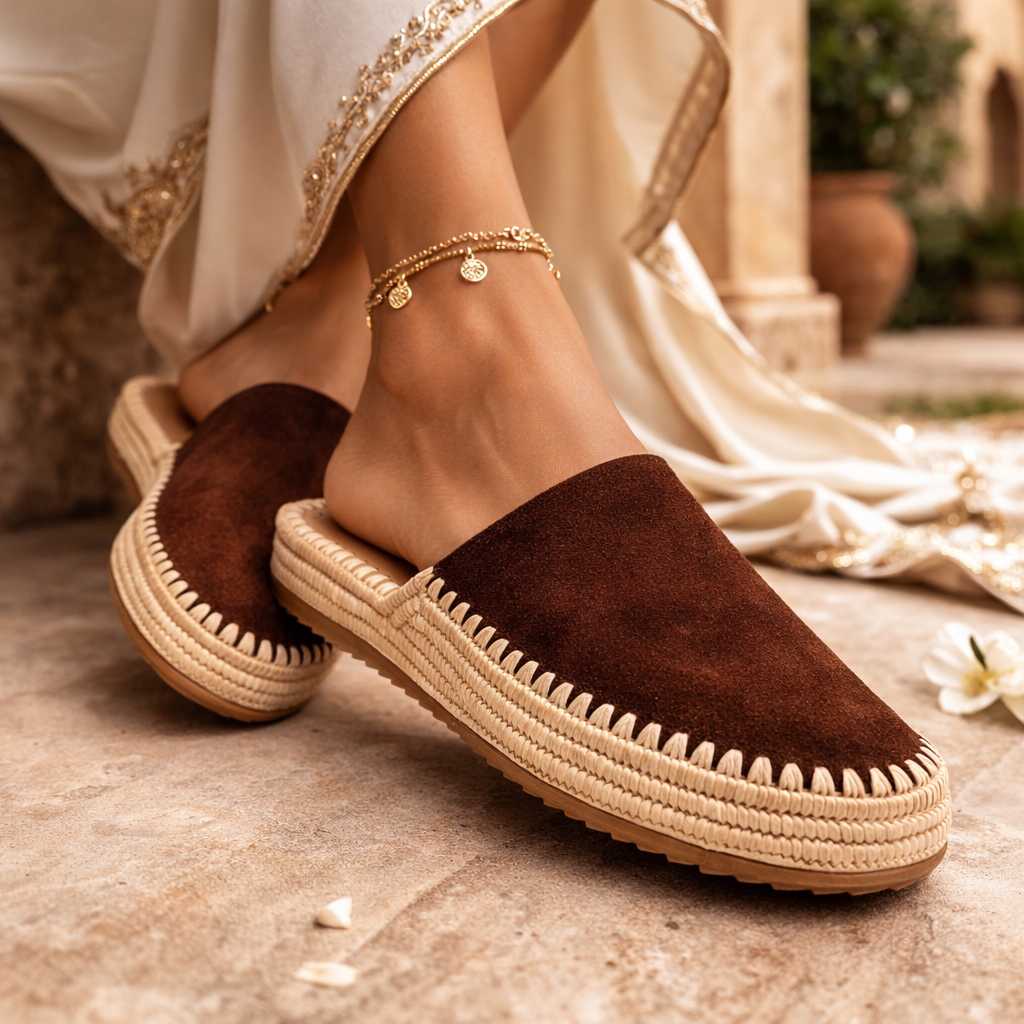 Mule Sablea - Cuir suède Marron